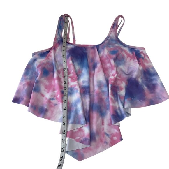 Unbranded Swim Top Womens SZ 1XL Plus Size Tie-Dye Flowy Tank Top Padded Cups - Picture 6 of 10